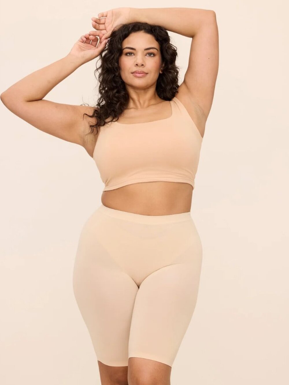 NEW The Thigh Society The WhispAir Cooling Staple Anti-Chafe Short 7" Beige M/L